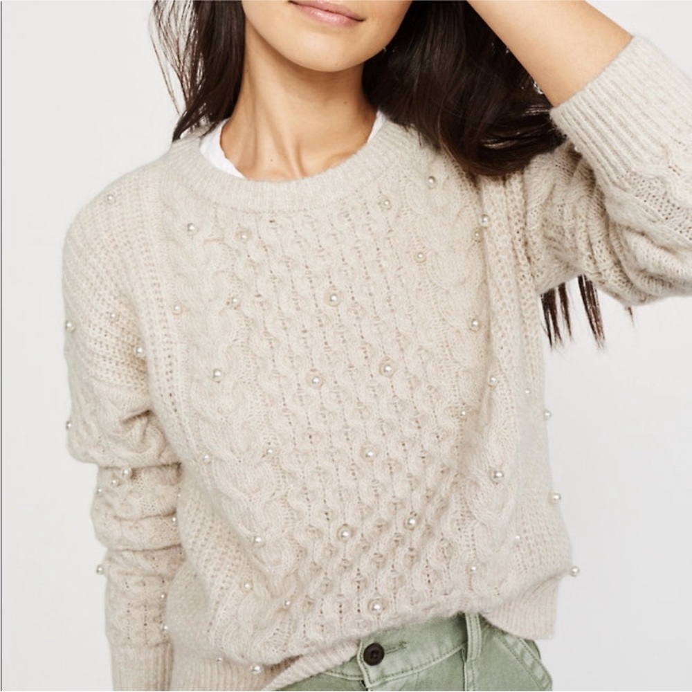 A&F Embellished Cable Knit Sweater